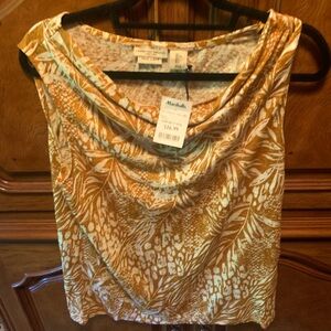 Jones New York Tan and White Blouse